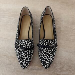 Talbots Edison Buckle Half Calf Hair Giraffe Print Loafers Size 9